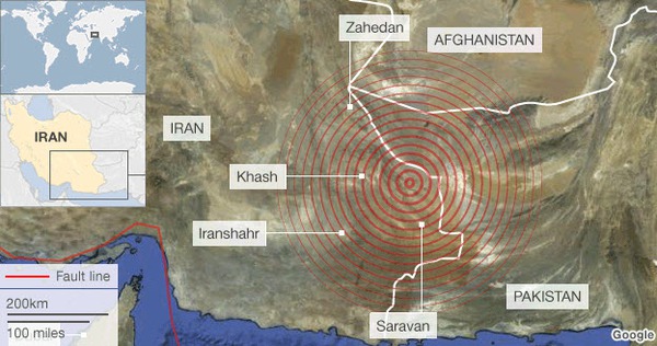 
	Khu vực tâm chấn của trận động đất mạnh 7,8 độ richter xảy ra tại Iran.