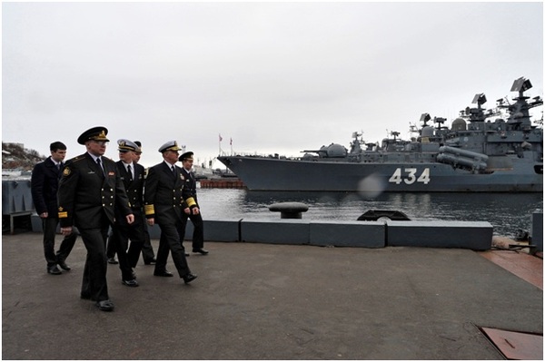 Các tàu khu trục lớp Udaloy II thuộc Hải đoàn chống ngầm số 2 đóng tại cảng nhà Severomorsk.