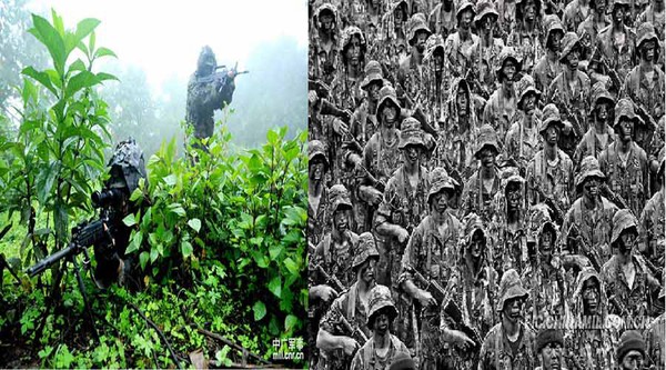 Ảnh cận lính biệt kích Trung Quốc tham gia buổi diễn tập tại vùng rừng núi Vân Nam...