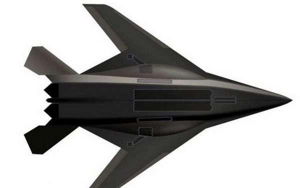 
	Một bản vẽ mô phỏng về H-X với khoang vũ khí lớn dưới bụng, đôi cánh xuôi về phía sau và hơi khác so với mô hình.