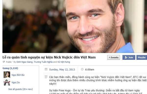 Cộng đồng mạng sốt với sự kiện Nick Vujicic đến Việt Nam