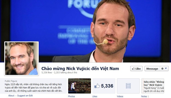 Cộng đồng mạng sốt với sự kiện Nick Vujicic đến Việt Nam