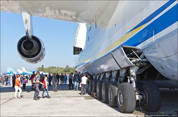 Máy bay được trang bị hệ thống bánh đáp tăng cường với tổng cộng 32 bánh.