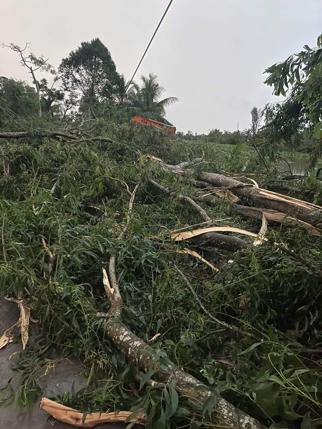 Lốc xoáy bất ngờ xuất hiện ở Kiên Giang đánh sập hoàn toàn 23 ngôi nhà, nhiều người bị thương - Ảnh 1.