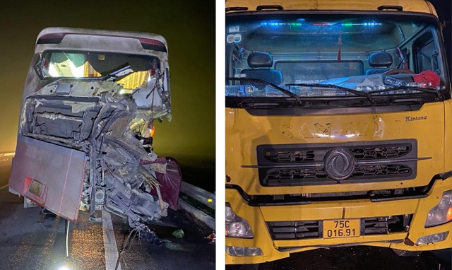 Hiện trường vụ tai nạn trên cao tốc Cam Lộ - La Sơn khiến 2 vợ chồng trẻ tử vong, 9 người bị thương- Ảnh 1.