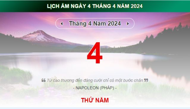 Lịch âm hôm nay bao nhiêu? Xem hướng và giờ tốt xuất hành ngày 4/4/2024