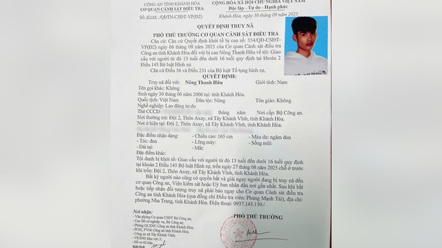 Truy nã Nông Thanh Hữu sinh năm 2006- Ảnh 1.