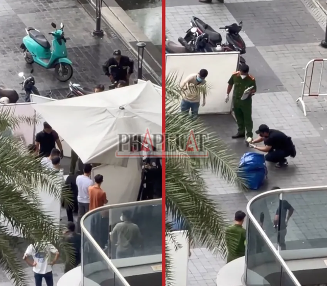 Hiện trường nơi phát hiện thi thể nam giới trong túi ở sảnh chung cư TP.HCM: 2 người đàn ông mang xuống- Ảnh 1. Hiện trường nơi phát hiện thi thể nam giới trong túi ở sảnh chung cư TP.HCM: 2 người đàn ông mang xuống- Ảnh 1.