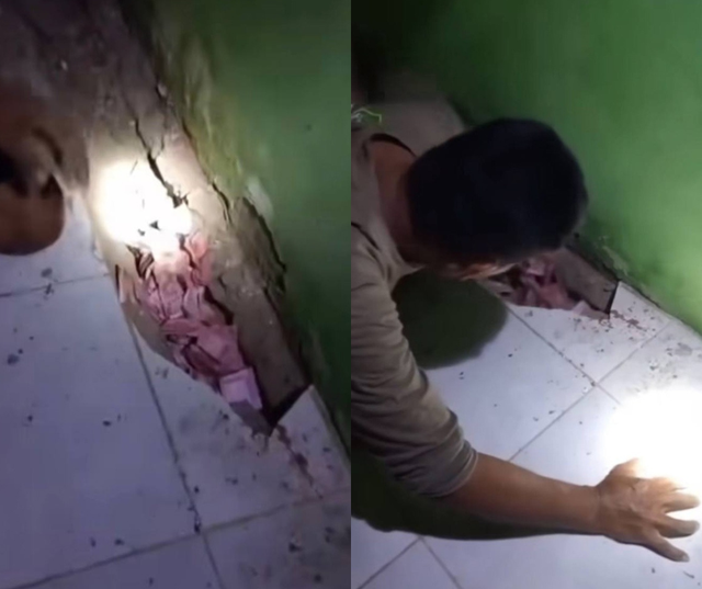 Tường nhà bất ngờ "nhả ra" đầy tiền, kết luận của cảnh sát khiến gia chủ dở khóc dở cười - Ảnh 1.
