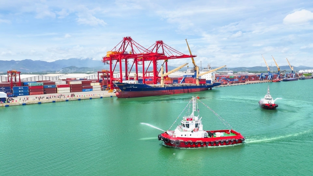 Siêu tàu CHU LAI PORT 02 30 tỷ vừa "trình làng" tại siêu cảng của Việt Nam: "Bộ đôi vũ khí" sừng sững trước sóng lớn - Ảnh 1. Siêu tàu CHU LAI PORT 02 30 tỷ vừa "trình làng" tại siêu cảng của Việt Nam: "Bộ đôi vũ khí" sừng sững trước sóng lớn - Ảnh 1.