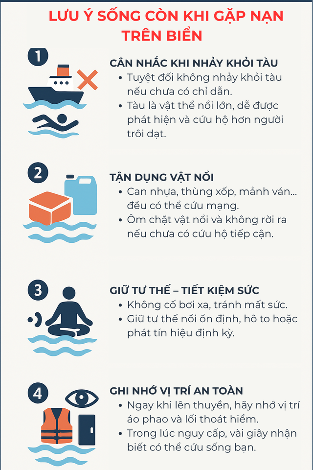 Gặp nạn khi đi thuyền du lịch biển: Quần áo ướt cũng không được cởi ra, tư thế giúp tăng khả năng sống sót - Ảnh 7.