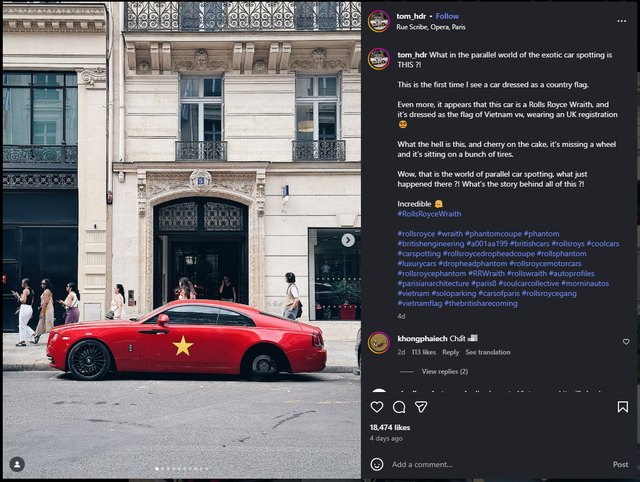 Xe Rolls-Royce 'cờ đỏ sao vàng' ở châu Âu hút 20.000 lượt tương tác, nhiều người hỏi: Sao chỉ có 3 bánh? - Ảnh 1.