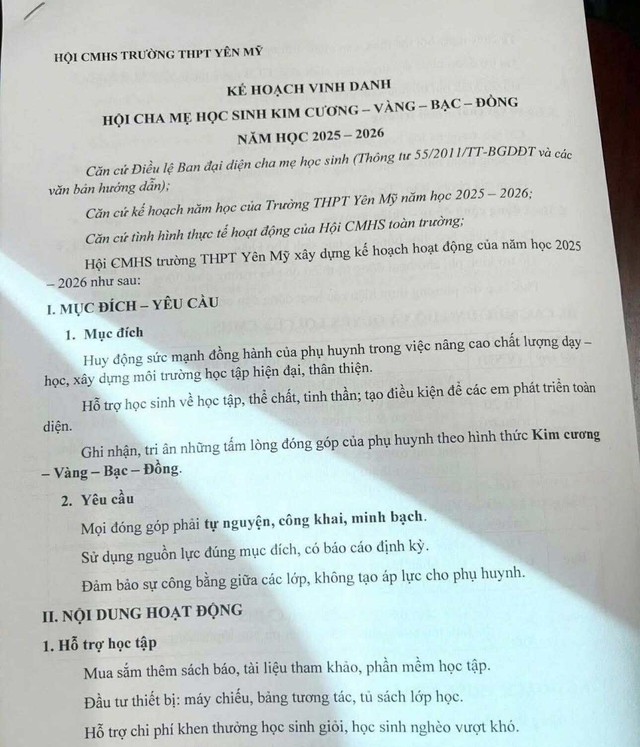 Lan truyền văn bản phụ huynh ủng hộ 20 triệu được vinh danh hạng kim cương: Hiệu trưởng lên tiếng bất ngờ - Ảnh 1.