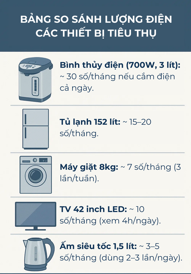 Thiết bị thầm ngốn điện trong nhà mà ít người để ý: Dùng giống bình siêu tốc, tốn hơn tủ lạnh, máy giặt  - Ảnh 3.