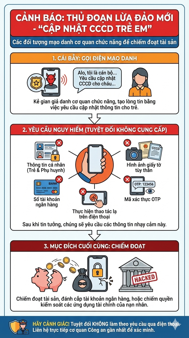 Tất cả phụ huynh ch&uacute; &yacute;: C&ocirc;ng an cảnh b&aacute;o n&oacute;ng li&ecirc;n quan đến căn cước c&ocirc;ng d&acirc;n trẻ em - Ảnh 1.