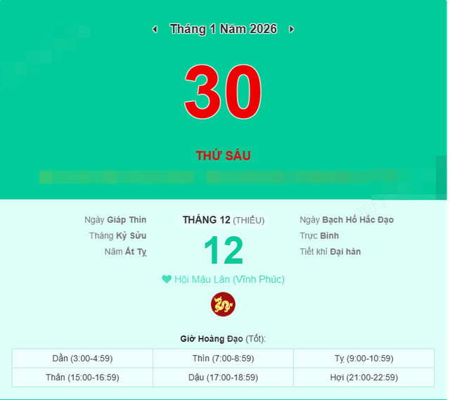 Lịch &acirc;m 30/1/2026 (tức ng&agrave;y 12 th&aacute;ng Chạp năm Ất Tỵ): Cơ thể bắt đầu l&ecirc;n tiếng - Ảnh 1.