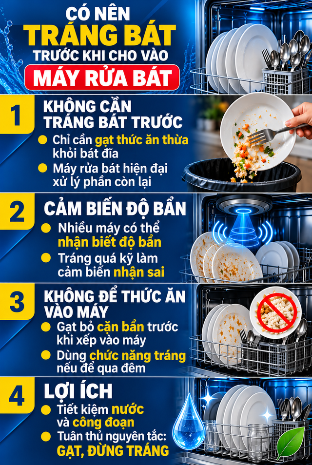 Vì sao không nên tráng bát đĩa trước khi cho vào máy rửa bát - Ảnh 1.