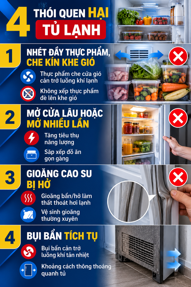 4 thói quen hại tủ lạnh bậc nhất - Ảnh 3.
