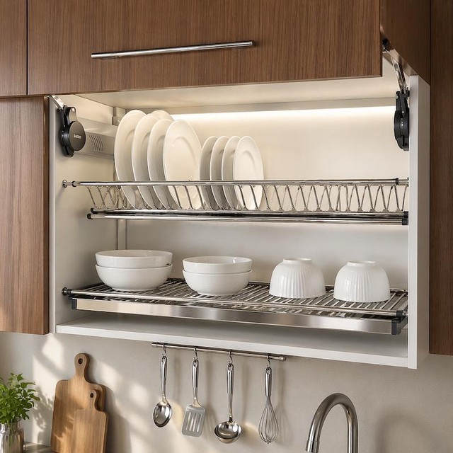 Vì sao nhiều gia đình không còn đặt giá úp bát trên mặt bếp? 2 vị trí khác giúp căn bếp gọn hơn - Ảnh 3.