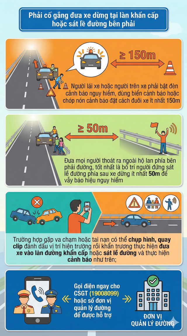 C&aacute;c trường hợp n&agrave;o được đỗ xe tr&ecirc;n cao tốc v&agrave; đặt cảnh b&aacute;o sao cho đ&uacute;ng? Cục CSGT giải đ&aacute;p - Ảnh 2.