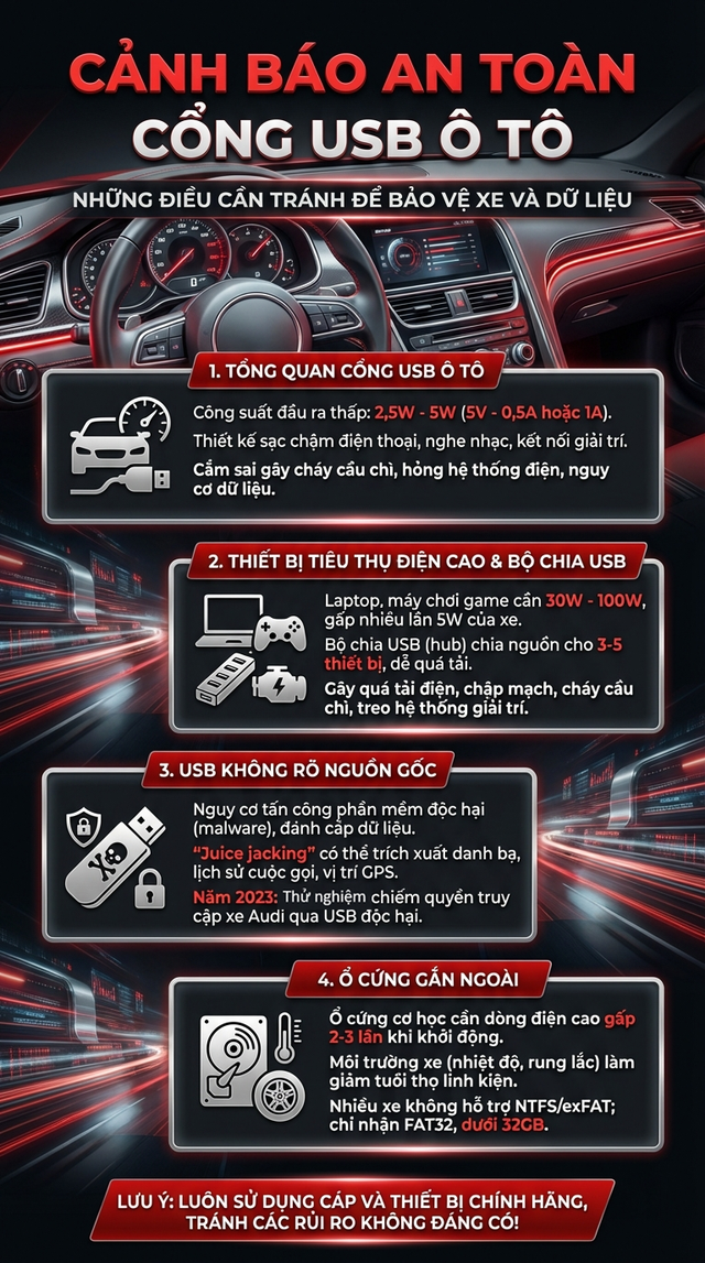 Cảnh b&aacute;o an to&agrave;n cổng USB &ocirc; t&ocirc;: Chủ xe cần ch&uacute; &yacute; - Ảnh 1.