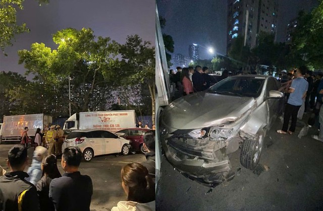 Vụ ô tô tông liên hoàn trên phố Hà Nội: Một nạn nhân nữ tử vong - Ảnh 1.
