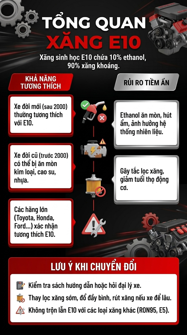 Xe đang dung xăng RON95 chuyển sang xăng sinh học E10 cần lưu y g&igrave;? - Ảnh 1.