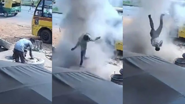 Lốp xe phát nổ như bom, thanh niên 19 tuổi bị hất văng lên không trung: Camera ghi lại khoảnh khắc gây sốc - Ảnh 1.