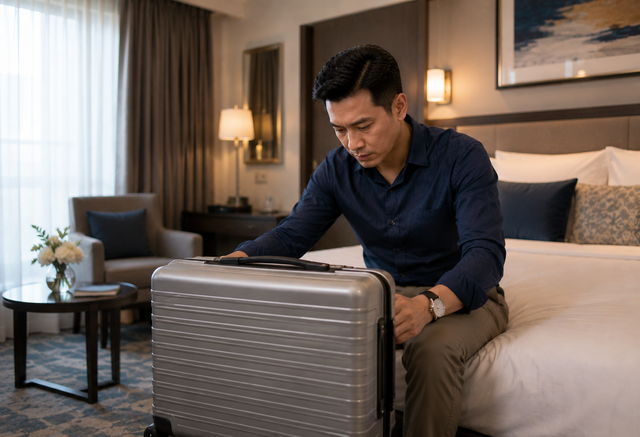 Khấp khởi v&igrave; được đi du lịch với nữ đồng nghiệp xinh đẹp, người đ&agrave;n &ocirc;ng sững sờ nh&igrave;n thứ vợ để trong vali - Ảnh 1.