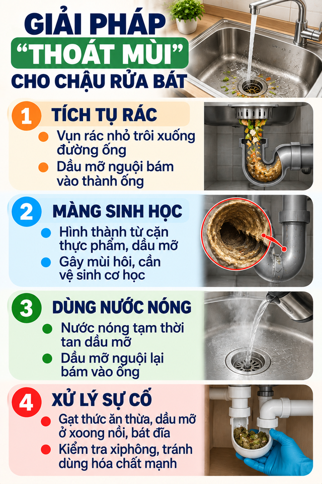 Giải pháp thoát mùi hôi khó chịu sau khi dọn sạch chậu rửa bát - Ảnh 2. Giải pháp thoát mùi hôi khó chịu sau khi dọn sạch chậu rửa bát - Ảnh 2.