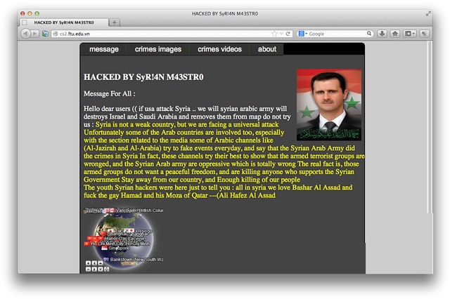  Hacker Syria tấn công website trường ĐH Ngoại Thương