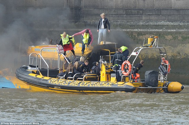 Emergency: Several Metropolitan Police units attended the incident on the Thames including the Marine Policing Unit and the police helicopter