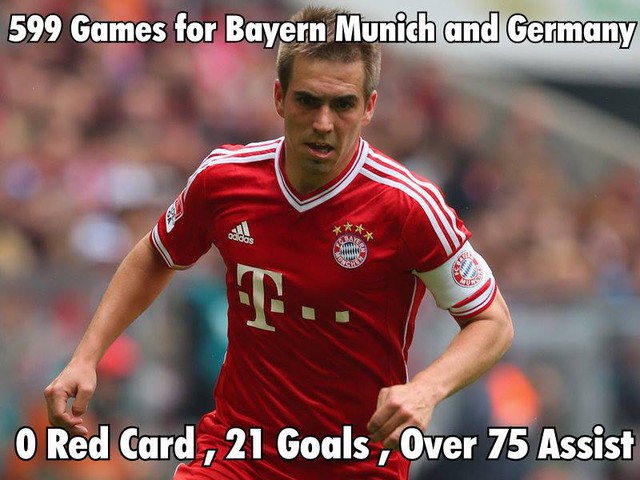 
	599 trận, 0 thẻ đỏ, 21 bàn thắng, 75 đường kiến tạo... chính là anh Philipp Lahm