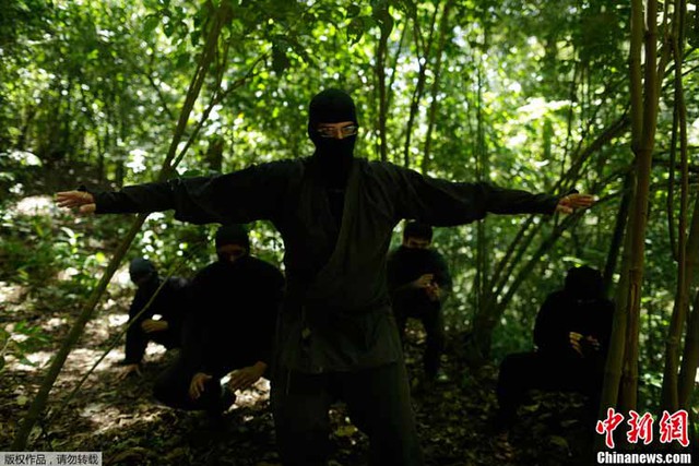 Ảnh cận nin-ja Brazil huấn luyện trong rừng mưa nhiệt đới của nước này.