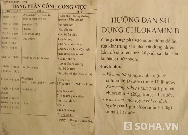 Bảng phân công công việc dán ngay trên tường