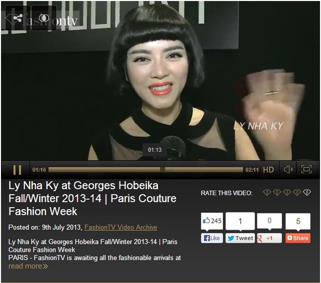 	Đoạn clip sau đó được đăng tải lại trên website của FashioneTV.