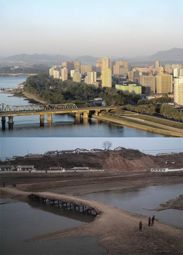 
	Ảnh trên: Một cây cầu kiên cố bắc qua con sông tại thủ đô Bình Nhưỡng.

	Ảnh dưới: Cây cầu thô sơ tại tỉnh Phyongan, Triều Tiên.