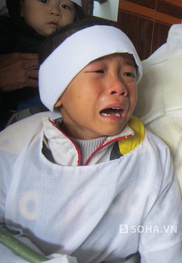 
	Cháu Bùi Quang Đạt, con của nạn nhân Bùi Văn Hoài gào khóc khi biết người cha của mình đã mãi mãi ra đi không về...