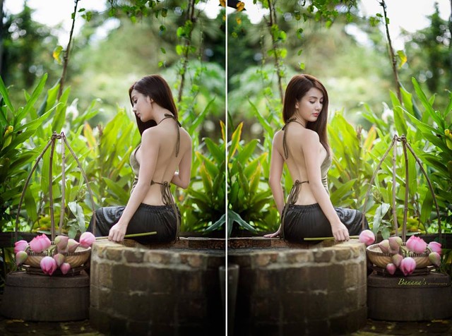 Hot girl Linh Napie áo yếm khoe lưng trần gợi cảm gây sốt