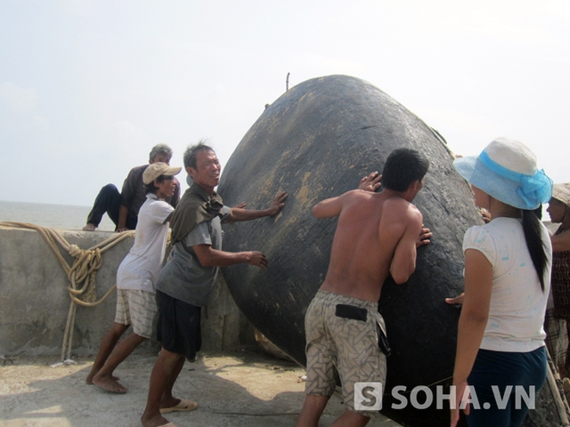 	Các ngư dân gánh thuyền vào sâu đất liền tránh bão.