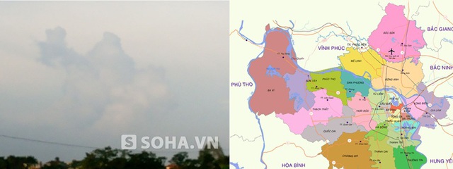 Chuyện lạ: Xuất hiện đám mây hình bản đồ Hà Nội giữa bầu trời thủ đô