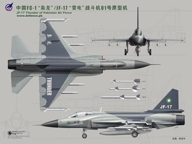 Máy bay tiêm kích phiên bản xuất khẩu JF-17 luôn được Trung Quốc chào bán ở các triển lãm vũ khí trang bị.