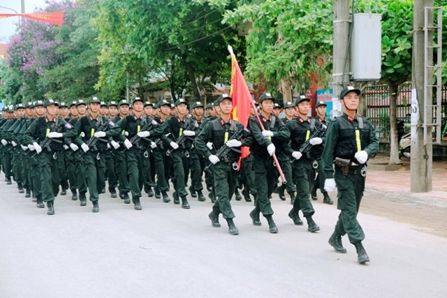 Các khối công an, cảnh sát tham gia hợp luyện diễu binh