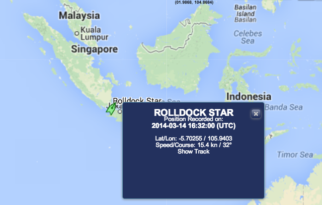 Vị trí cập nhật mới nhất của tàu Rolldock Star (theo