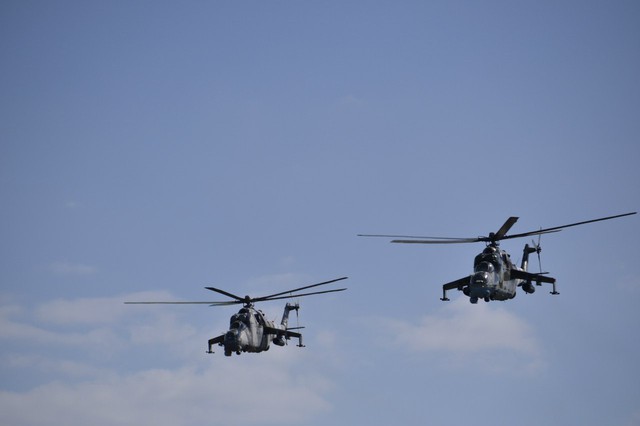 Trực thăng Mi-24 của quân đội Ukraine tham gia tập trận.