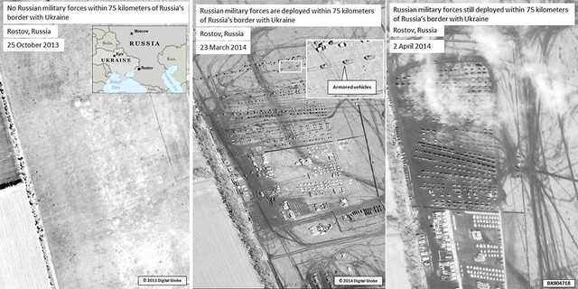Bức ảnh do Đại sứ Mỹ tại Ukraine Geoffrey Pyatt đăng tải trên Twitter. (Từ trái qua phải: ảnh chụp ngày 25/10/2013, ngày 23/3/2014. ngày 2/4/2014)