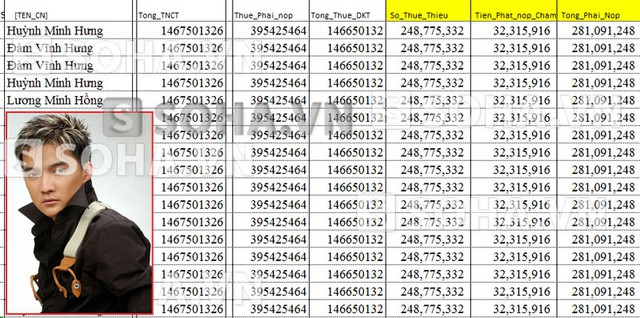 Những con số thể hiện tổng thu nhập, số thuế thu nhập cá nhân còn thiếu của ca sĩ Đàm Vĩnh Hưng.