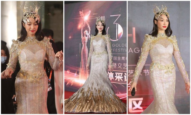 Nữ thần Kim Ưng 2020 bị chê thảm họa, dân mạng nhiệt tình ‘ném đá’ vì bộ váy quê mùa - Ảnh 1.