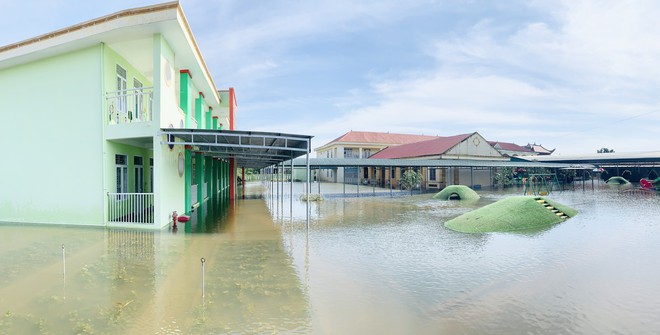 Lũ rút, giáo viên lội nước cao nửa mét vào trường mò tìm sách cho trò - Ảnh 1.