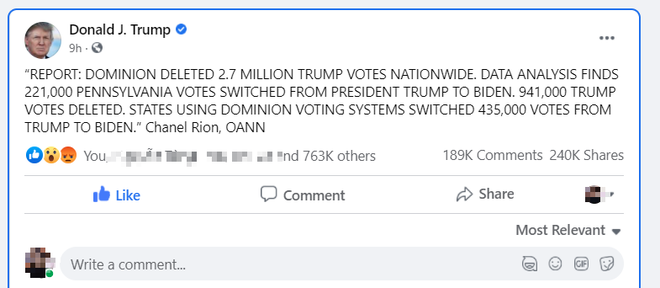 Nổ phát súng đầu tiên về gian lận bầu cử: Ông Trump tuyên bố 2,7 triệu phiếu bầu cho Trump bị xóa - Ảnh 1.